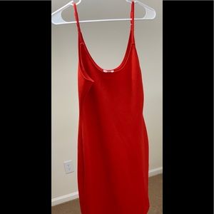 Red short spaghetti dress